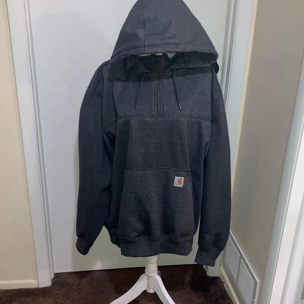 Carhartt Charcoal 1/4 zip Hoodie Rain Defender XXL New